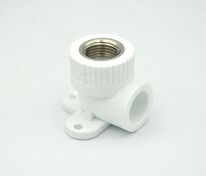 Колено 90° PP-R D 20 х 1/2" РВ с креплением белый РосТурПласт