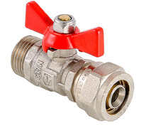 Кран шаровой водяной 16 х 1/2" РН обжим. VALTEC бабочка