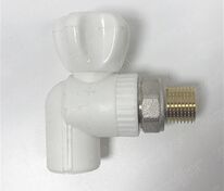 Кран шаровой радиаторный угловой PP-R D 20 х 1/2" белый РосТурПласт
